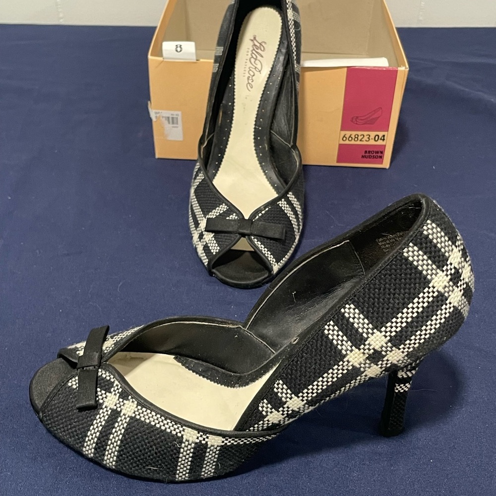 Stylish Black and White Peep-Toe Heels